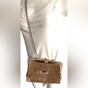 Vintage Roberta di Camerino Shoulder Bag Soprarizo Velvet Beige Made In Italy